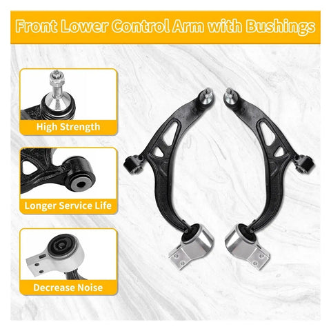 Ford Explorer Front Lower Control Arm Bushings And Sway Bar Stabilizer Kit 8 Piece Direct Fit Suspension Upgrade For 2011 2012 2013 2014 2015 2016 2017 Models Heavy Duty Steel Easy Install image showing control arm and bushings.