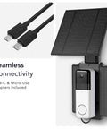 Universal Solar Charger For Ring Battery Doorbell Series And Wyze Wireless Video Doorbell Pro with USB adapters
