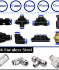 Pro Grade 50 Pack Air Pneumatic Fittings 12mm Plastic Quick Connect Couplings for hoses and pipes with 304 stainless steel connectors