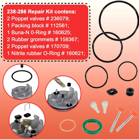 Heavy Duty Repair Kit for Graco Fire Ball 300 5 to 1 Pumps Fits Fire Ball Pro Grade Upgrade 203857 203872 203876 204254 222087 Includes Upper and Lower Seal Assemblies Viton and Urethane Parts, seal rings and valves