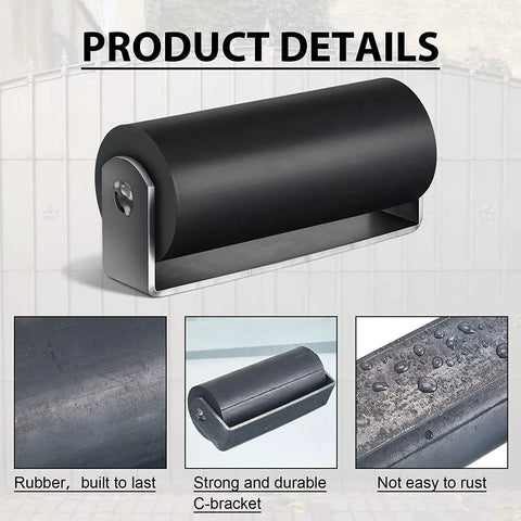 6 Inch Slide Gate Roller Set Of 2 With Weld-On Bracket For Gate Hardware showing rubber material and C-bracket close-up.