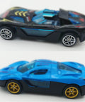Side view of 10 Pack 1/64 Diecast Car Wheels And Tires Set With Mixed Rubber Tires For Custom 1/64 Models installed on cars