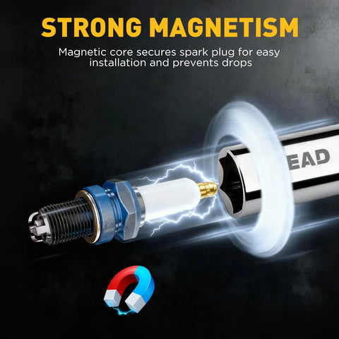 Five Eighth Inch Swivel Magnetic Spark Plug Socket Three Eighth Inch Drive Six Inch Length Thin Wall Spark Plug Removal Tool 360 Degree Swivel Enhanced Magnetic Six Point Design Cr V Steel on spark plug
