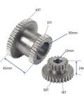 Fixed Duplex Gear Set For CJ0618 Mini Lathe High Precision Teeth T43xT31 And T30xT18 45 Carbon Steel M1.5 Module labeled dimensions