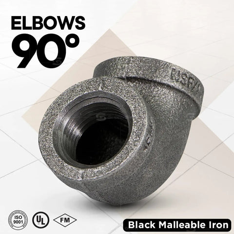 6 Inch 90 Degree Malleable Iron Elbow Fitting With Female Threads Black Finish For High Pressure Systems 150 Lb Rated Rugged Industrial Pipe Connector For Severe Service