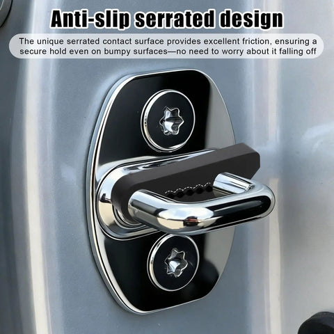 Eight Piece Silicone Door Mute Clamps Heavy Duty Shock Absorbers With Non Slip Teeth For Universal Pickup And Suv Smooth Landing Zero Slams Quiet Cabin Black, showcasing anti-slip serrated design for secure hold.