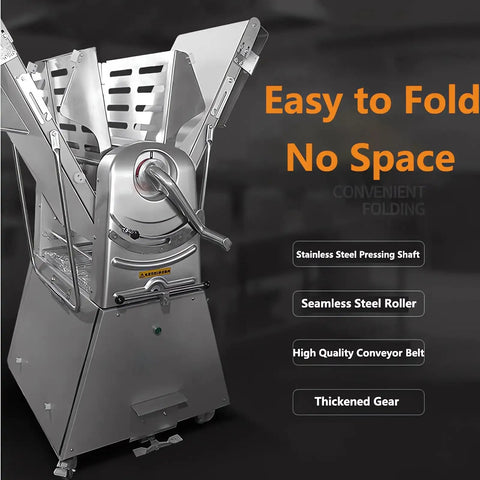 Heavy-Duty 20 Inch Dough Sheeter Machine With Reversible Roller And Adjustable Thickness Control From One To Fifty Millimeters, stainless steel construction