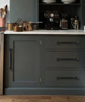 Matte Black Cabinet Pulls 10 Pack 5 Inch Hole Centers on kitchen cabinets with straight bar handles
