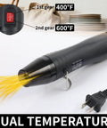 Pro Craft Heat Gun 110V 350W With Ultra Long 3.28Ft Cord Stand Handy Portable Hot Air Tool dual temperature settings