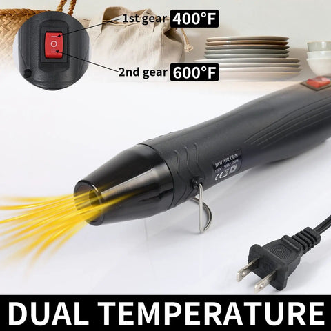 Pro Craft Heat Gun 110V 350W With Ultra Long 3.28Ft Cord Stand Handy Portable Hot Air Tool dual temperature settings