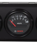 Bosch SP0F000054 Style Line 2-inch triple gauge kit, black dial faces and black bezels, front view