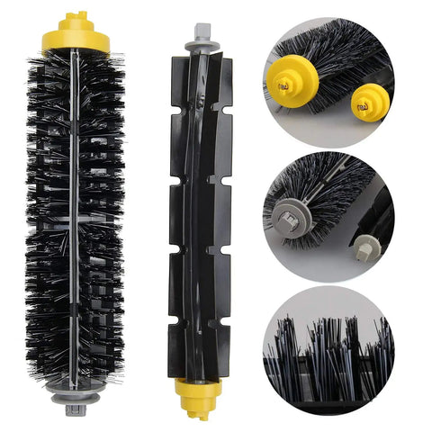 Main roller brushes from Replacement Parts Kit For Roomba 600 Series Direct Fit Vacuum Robot, shown with close-up details
