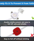 Image showing 90 Pack Light Clips And 90 Self Adhesive Tape Screw Clips Mounting Kit For Govee Outdoor Lights H706A H706B H706C, illustrating secure installment and preventive measures against falling.