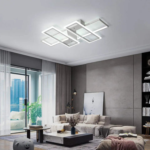 Four Square Dimmable LED Ceiling Light With Remote Control For Living Room, Bedroom, Dining And Kitchen 80W Acrylic Flush Mount in living room
