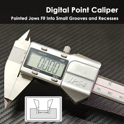 Digital Caliper With Small Point Jaw Stainless Steel Construction For Tiny Grooves And Tight Slots 0 To 6 Inch Measuring Tool