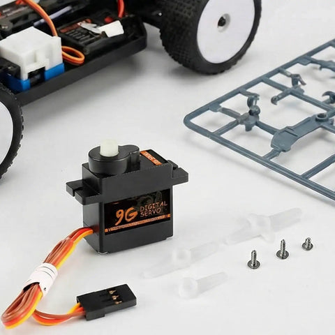 Hardcore Heavy Duty Servo Motor For Rc Cars And Robot Builds Featuring Knockout Torque And Smooth 180 Degree Swing That Rocks All Day Long Without Skipping A Beat, with connectors and accessories.
