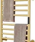 10 Bar Electric Heated Towel Rack With Built In Timer And Temperature Control For Bathroom, Stainless Steel Hardwired Towel Warmer