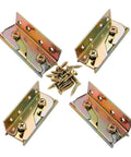 No Nonsense Heavy Duty Bed Rail Brackets Kit With Rock Solid Wood Frame Connectors Plates And Mounting Screws set of 4 in gold finish.