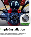 Motorcycle Handlebar Clock Waterproof Anti Vibration Ride Ready Timepiece with retro dial on a motorcycle handlebar installation.