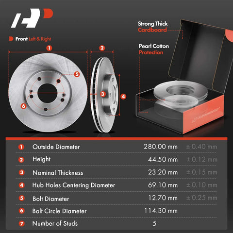Beef Up Braking With 11.02 Inch Front Vented Disc Brake Rotors And Ceramic Pads Kit For Hyundai Elantra 2011 to 2016 dimensions and packaging