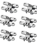 Hidden Door Hinge Set 6 Pieces, Invisible Cross Hinge 180 Degree Folding, Stainless Steel Zinc Alloy Bearings Built To Last