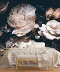 Dark Floral Peony Wallpaper Mural For Living Room Not Peel And Stick Requires Paste Large 161 By 108 Inches Wall Covering