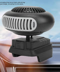 Portable 21V Car Heater And Defroster With 170W Rapid Warm Up Fan, compact design on dashboard for quick heating.