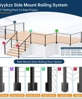 Slick Black Swageless Cable Railing Kit For Decks And Patios T316 Stainless Steel Side Mount Level Posts shown with deck configuration.