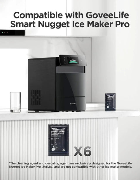 Nugget Ice Maker Descaler For H8120 6 Pack Descaling Solution Keeps Nugget Ice Machines Clean And Scale Free Safe Tubing Prevents Corrosion Easy To Mix And Use Ideal For Home Bar And Kitchen, 6 packets for GoveeLife Smart Nugget Ice Maker Pro