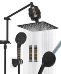 10 Inch Rainfall Filtered Shower Head With Handheld, High Pressure Matte Black Shower System, 10 Modes, 16 Inch Adjustable Arm