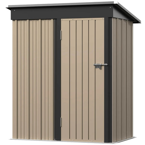 Outdoor Storage Shed 5x3 Ft Metal Tool Shed With Door And Lock For Patio Garden Backyard Brown Sturdy Metal Construction Weather Resistant