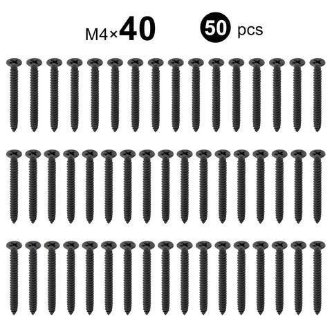 Five Piece Set Black Stainless Steel Phillips Head Self Tapping Wood Screws 4x40mm For Easy Hidden Joints In DIY Projects And Furniture Building Rust Resistant Quick Driving With Sharp Threaded Design in a 50-piece pack