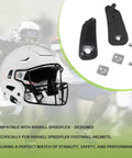 Strap Loc Chinstrap Fastener Kit For Riddell SpeedFlex Football Helmets with screws and T nuts, shown with assembled helmet