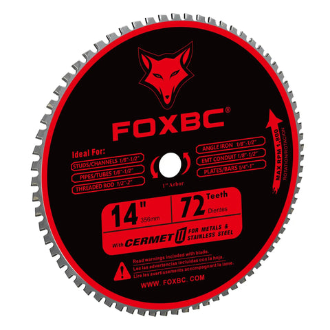 14 Inch Metal Cutting Saw Blade 72 Teeth For Chop Saws Cermet Carbide Up To 5X Longer Life 0.095 Inch Kerf 1 Inch Arbor 1800 Max RPM