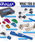 CAVALAX blue 90° ratcheting tube bender kit with 7 color-coded heads for 1/4-7/8 in pipes includes cutter, deburring tool