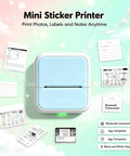 Portable Bluetooth Mini Label Maker Featuring No Sweat Inkless Thermal Printing For Crisp Photos And Totally Effortless Home Organization Sticker Sheets with printed labels.