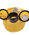 RV Shore Power Extension Cord 50 Ft L5-30 Twist Lock 30A With Seal Collar Yellow Nickel-Plated Brass Pins 100% Copper Conductors