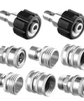 Stainless Steel Pressure Washer Adapter Set Eight Pieces With Quick Connect Fittings For Hoses And Sprayers Durable Corrosion Resistant Easy Snap On Connectors For Fast No Fuss Cleaning Projects Go To Gear, eight-piece set