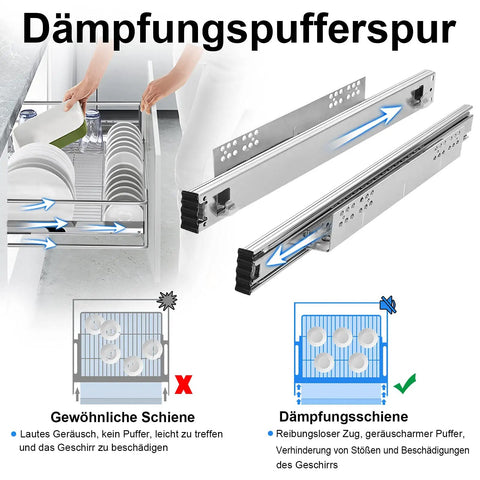 Top Shelf Heavy Duty Telescopic Drawer Slides And Smooth Operator Cabinet Pull Out Tracks For Kitchen Bedroom Storage demonstrating drawer glide mechanism.