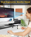 Dual Monitor Stand Riser For Desk With Adjustable Length 32 To 40 Inches Space Saving Desk Shelf Organizer For Two Screen Setup
