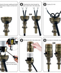 Heavy Duty Push On Off Light Socket With Medium Screw Base For Floor And Table Lamps Delivering No Sweat Operation And Rugged Antique Brass Housing UL Listed Twin Pack installation guide.