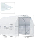 Walk In Tunnel Greenhouse Kit 15 Ft By 7 Ft By 7 Ft With 6 Roll Up Windows And Roll Up Door, Steel Frame, Detailed Dimensions