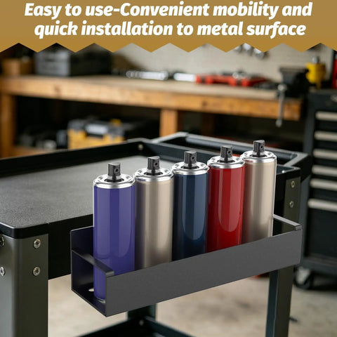 Four Pack Magnetic Spray Can Holders For Garage And Home Workshop Grab And Go Wall Mounted Tool Organizer With Open Access Design To Hold Paint Cans Oils Cleaners And Aerosol Cans