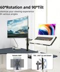 Ergonomic Monitor And Laptop Arm Mount For 13 To 32 Inch Screens Up To 22 Lbs, Adjustable Desk Mount With Laptop Tray, shown installed on a desk