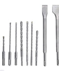 17 Piece Hammer Drill Bits And Chisels Set With SDS Plus Shank, concrete masonry drill bits, carbide bits, pointed and flat chisels