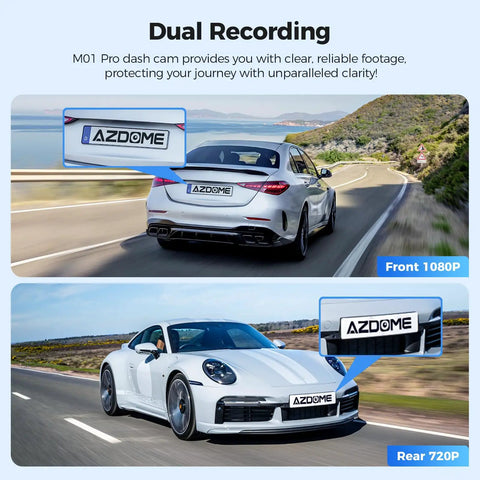 Dual Dash Cam Front And Rear With Free 64GB Card 3 Inch Screen Car Cam For Your Ride 1080P Front 720P Rear 150 Degree