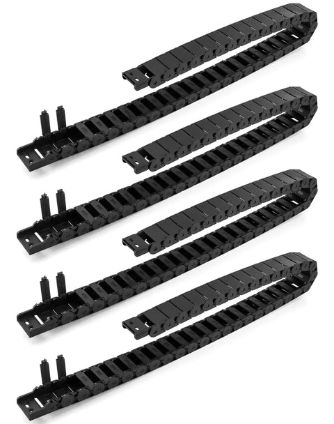 Beefy Semi Enclosed Drag Chain Cable Carrier 4 Pack 1 Meter Length With End Connectors Black R28 Radius 15mm By 30mm Inner Size For CNC Machines