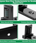 Three Roller Adjustable Sliding Closet Door Floor Guide Kit Black No-Squeak Glide for Bypass Doors