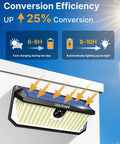 Solar Security Flood Lights Outdoor 466 LED 4000Lm Ultra Bright With 270-Degree Motion Sensor IP68 Waterproof on wall