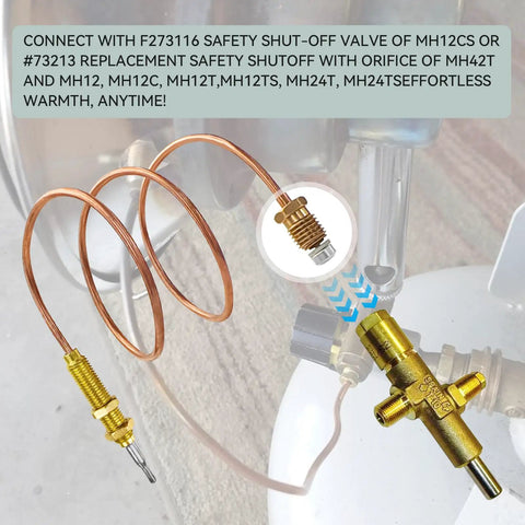Thermocouple F273117 For Propane Tank Top Heaters And Patio Thermopile Replacement, coiled copper wire with valve, MH12C compatibility